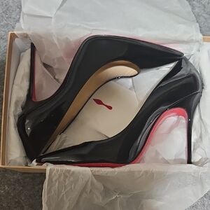 Christian Louboutin Kate 100 Black Patent Leather Pumps - Size 40